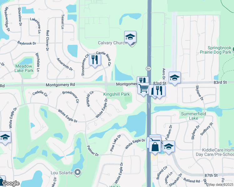 map of restaurants, bars, coffee shops, grocery stores, and more near 4271 White Eagle Drive in Naperville