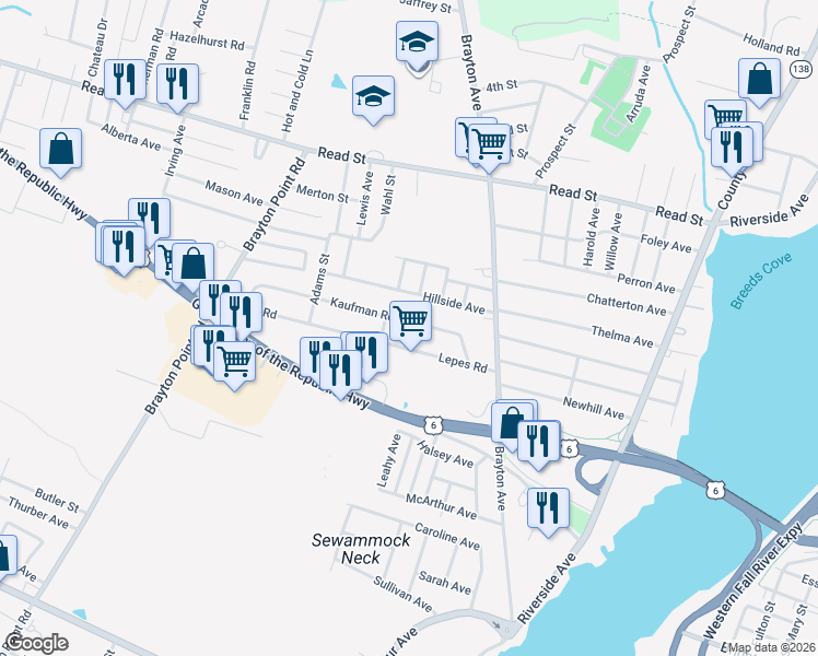 map of restaurants, bars, coffee shops, grocery stores, and more near 181 Kaufman Road in Somerset
