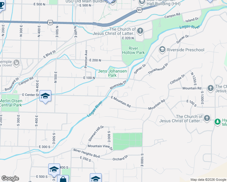 map of restaurants, bars, coffee shops, grocery stores, and more near 70 River Pointe Drive in Logan