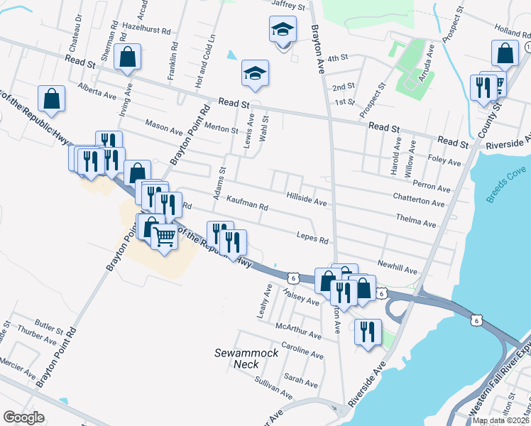 map of restaurants, bars, coffee shops, grocery stores, and more near 181 Kaufman Road in Somerset