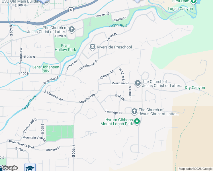 map of restaurants, bars, coffee shops, grocery stores, and more near 1138 Mountain Road in Logan