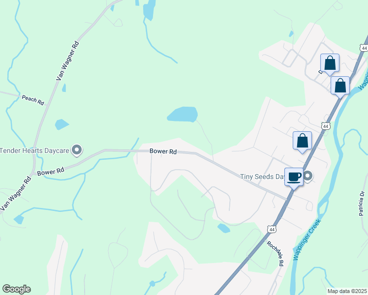 map of restaurants, bars, coffee shops, grocery stores, and more near 147 Bower Road in Poughkeepsie