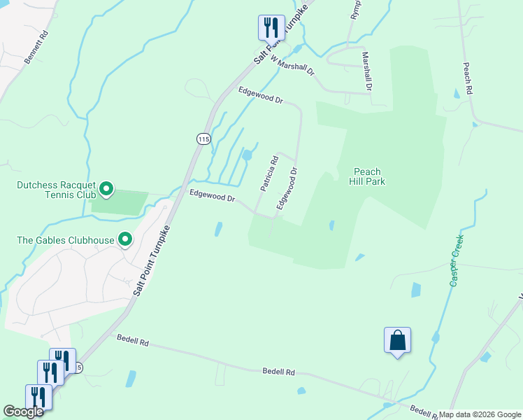 map of restaurants, bars, coffee shops, grocery stores, and more near 1 Patricia Road in Poughkeepsie
