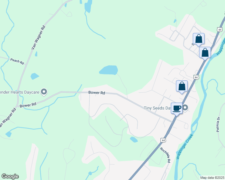 map of restaurants, bars, coffee shops, grocery stores, and more near 147 Bower Road in Poughkeepsie