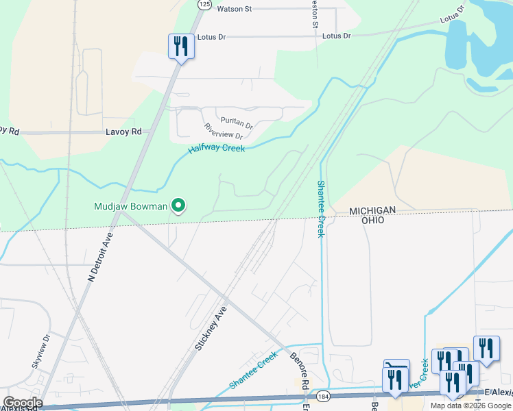 map of restaurants, bars, coffee shops, grocery stores, and more near 273 Fairfax Road in Erie