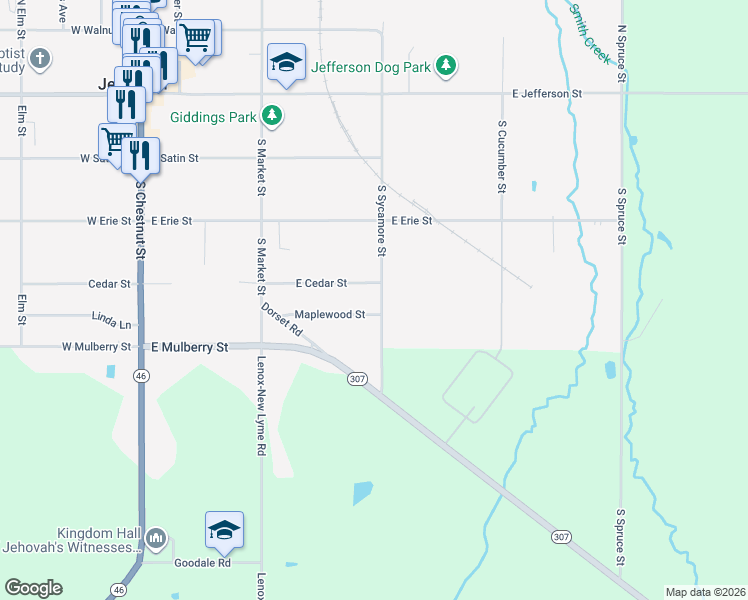 map of restaurants, bars, coffee shops, grocery stores, and more near 175 Maplewood Street in Jefferson
