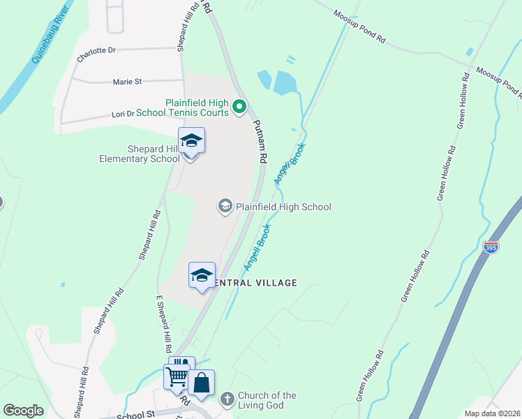map of restaurants, bars, coffee shops, grocery stores, and more near 148 Putnam Road in Plainfield