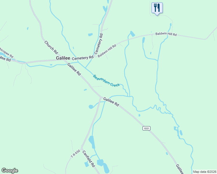 map of restaurants, bars, coffee shops, grocery stores, and more near 673 Galilee Road in Damascus