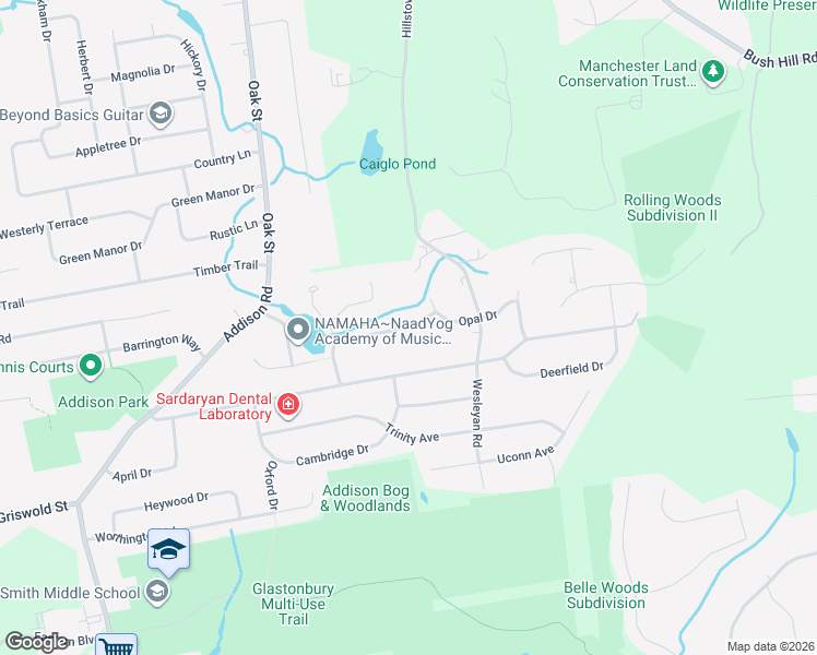 map of restaurants, bars, coffee shops, grocery stores, and more near 72 Towhee Lane in Glastonbury