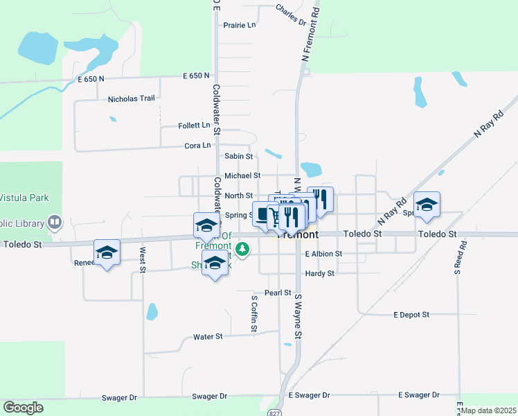 map of restaurants, bars, coffee shops, grocery stores, and more near 6061 Coffin Street in Fremont