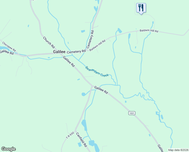 map of restaurants, bars, coffee shops, grocery stores, and more near 673 Galilee Road in Damascus