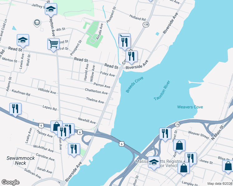 map of restaurants, bars, coffee shops, grocery stores, and more near 1238 Riverside Avenue in Somerset