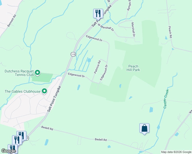 map of restaurants, bars, coffee shops, grocery stores, and more near 1 Patricia Road in Poughkeepsie