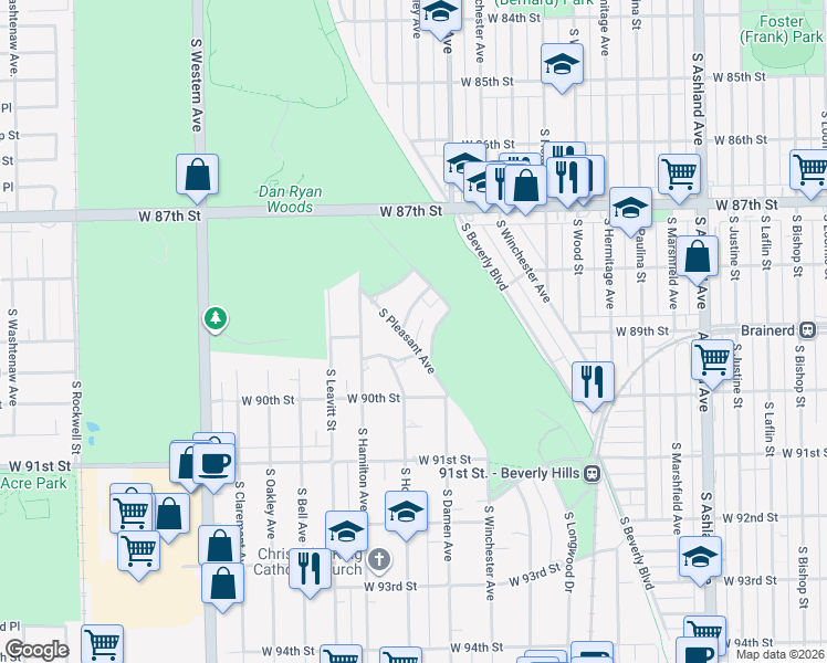 map of restaurants, bars, coffee shops, grocery stores, and more near 2078 West Hopkins Place in Chicago