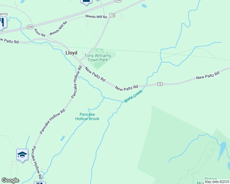 map of restaurants, bars, coffee shops, grocery stores, and more near 399 New Paltz Rd in Highland