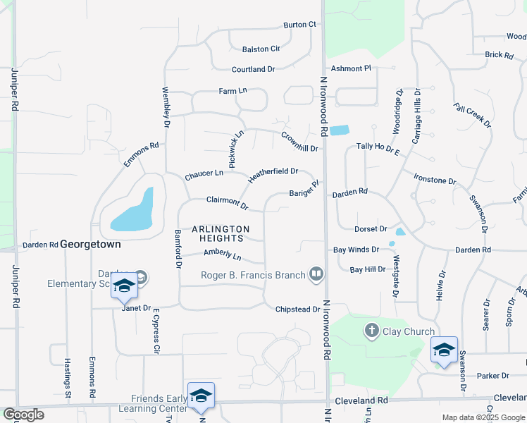 map of restaurants, bars, coffee shops, grocery stores, and more near 52565 Walsingham Ln in South Bend