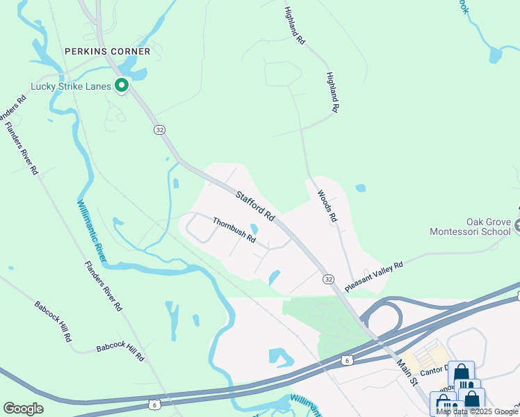 map of restaurants, bars, coffee shops, grocery stores, and more near 80 Stafford Road in Mansfield
