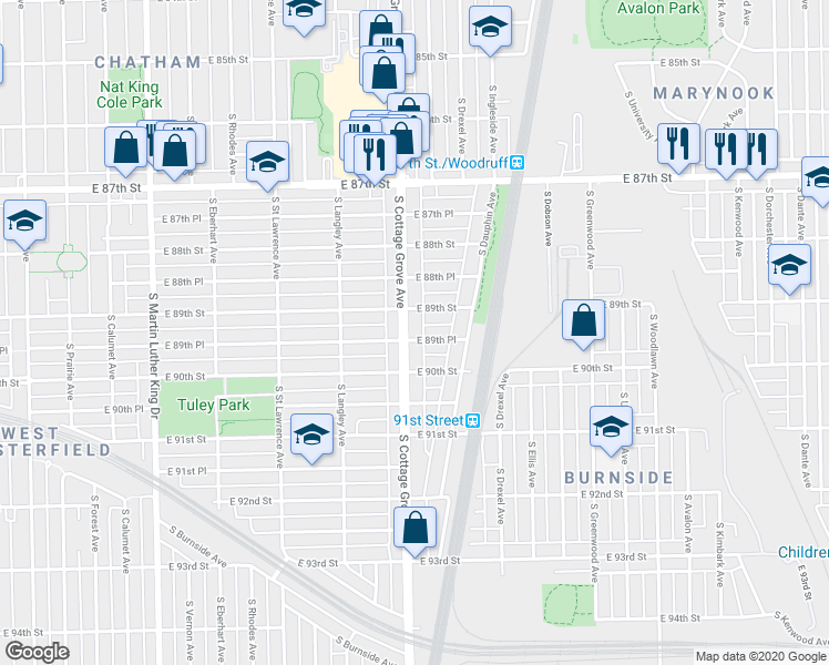map of restaurants, bars, coffee shops, grocery stores, and more near in Chicago
