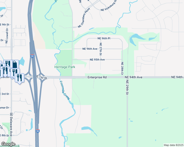 map of restaurants, bars, coffee shops, grocery stores, and more near 9445 Northeast 26th Court in Ankeny