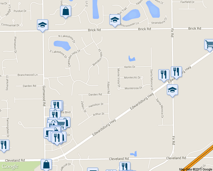 map of restaurants, bars, coffee shops, grocery stores, and more near 52295 Filbert Road in Granger