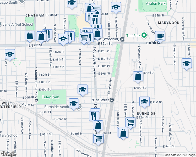 map of restaurants, bars, coffee shops, grocery stores, and more near in Chicago