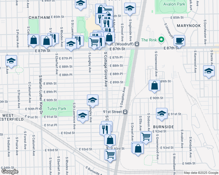 map of restaurants, bars, coffee shops, grocery stores, and more near in Chicago