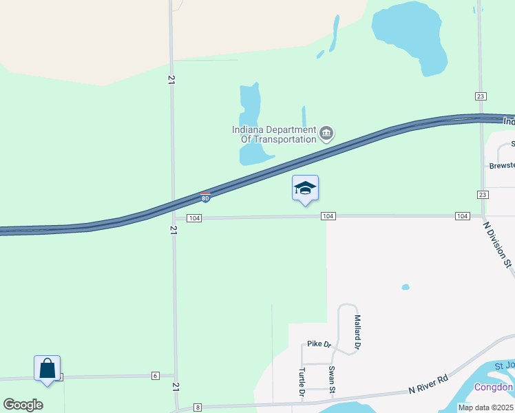 map of restaurants, bars, coffee shops, grocery stores, and more near 19189 County Road 104 in Bristol