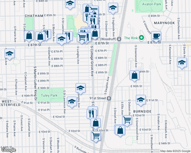 map of restaurants, bars, coffee shops, grocery stores, and more near in Chicago