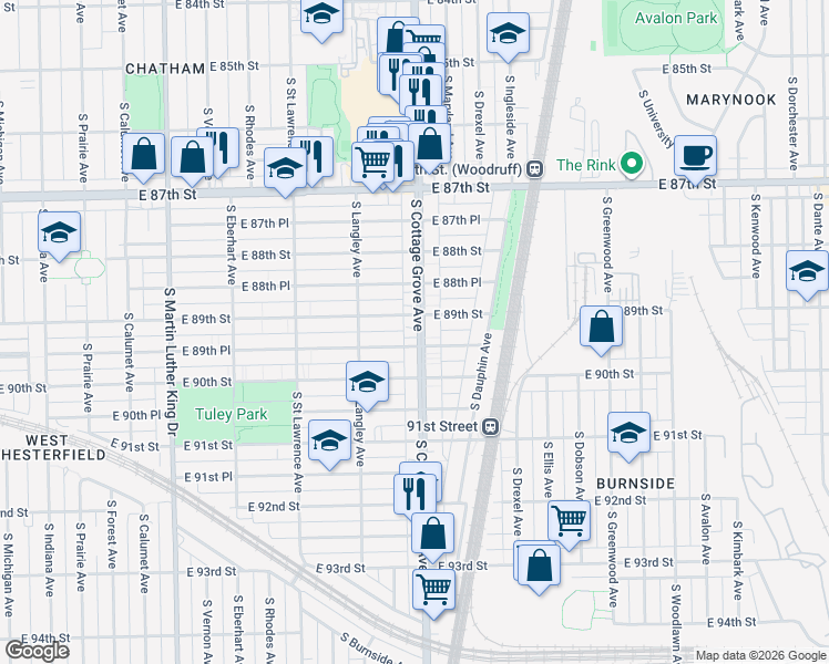 map of restaurants, bars, coffee shops, grocery stores, and more near in Chicago