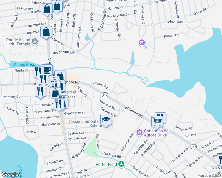 map of restaurants, bars, coffee shops, grocery stores, and more near 96 Westonia Lane in Warwick