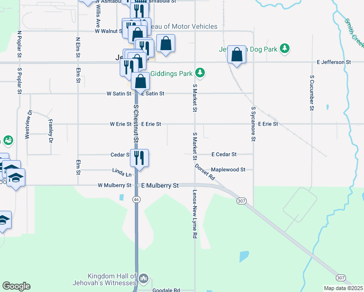 map of restaurants, bars, coffee shops, grocery stores, and more near 235 S Market St in Jefferson