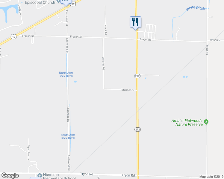 map of restaurants, bars, coffee shops, grocery stores, and more near 713 Mariner Drive in Michigan City