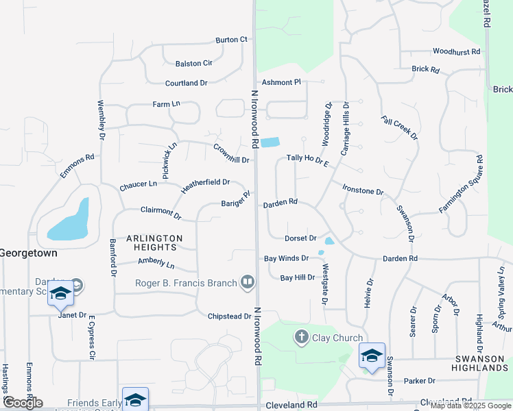 map of restaurants, bars, coffee shops, grocery stores, and more near Darden Road in St. Joseph County