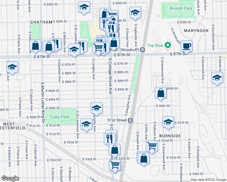 map of restaurants, bars, coffee shops, grocery stores, and more near in Chicago