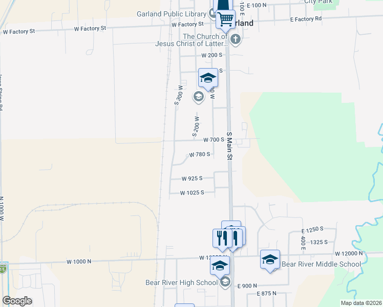 map of restaurants, bars, coffee shops, grocery stores, and more near 230 West 780 South in Garland