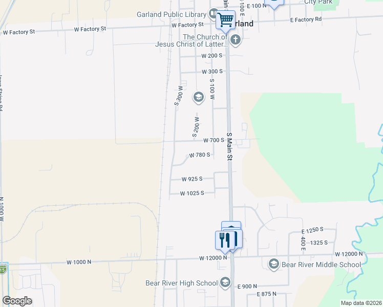 map of restaurants, bars, coffee shops, grocery stores, and more near 230 West 780 South in Garland