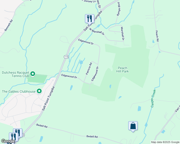 map of restaurants, bars, coffee shops, grocery stores, and more near 10 Patricia Road in Poughkeepsie