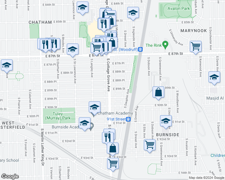 map of restaurants, bars, coffee shops, grocery stores, and more near in Chicago