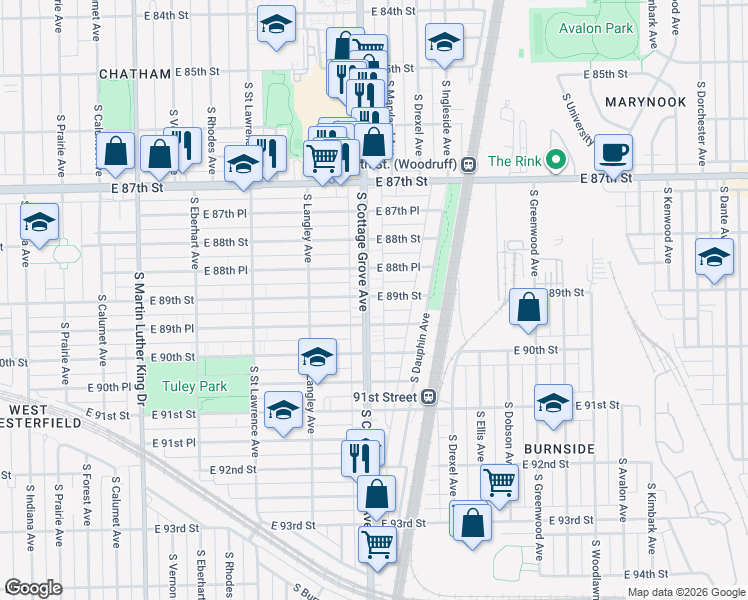 map of restaurants, bars, coffee shops, grocery stores, and more near in Chicago