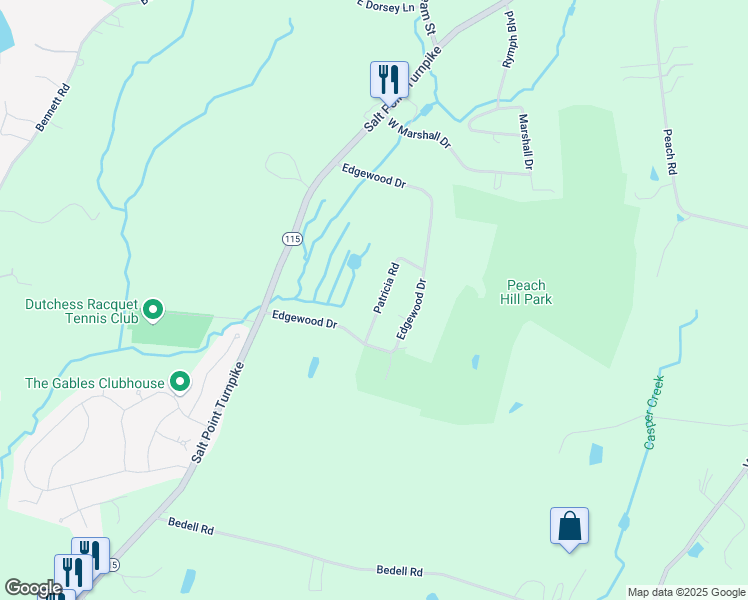 map of restaurants, bars, coffee shops, grocery stores, and more near 10 Patricia Road in Poughkeepsie
