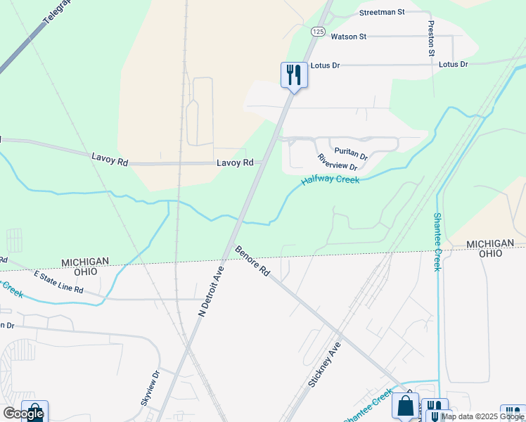 map of restaurants, bars, coffee shops, grocery stores, and more near 6302 South Dixie Highway in Erie
