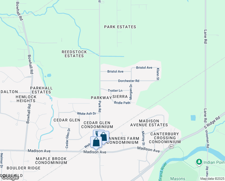 map of restaurants, bars, coffee shops, grocery stores, and more near 1580 Trotter Lane in Painesville