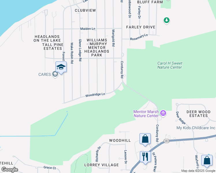 map of restaurants, bars, coffee shops, grocery stores, and more near 5065 Belle Meadow Rd in Mentor