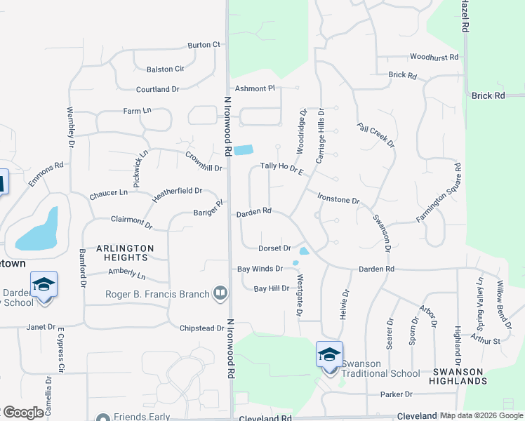 map of restaurants, bars, coffee shops, grocery stores, and more near 17900 Darden Road in South Bend