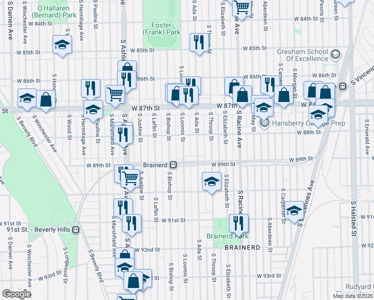 map of restaurants, bars, coffee shops, grocery stores, and more near in Chicago