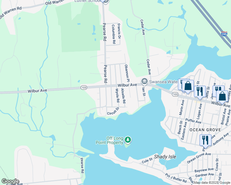 map of restaurants, bars, coffee shops, grocery stores, and more near 119 Wyola Road in Swansea