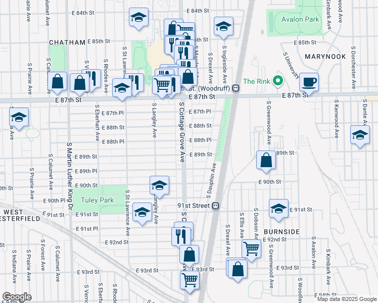 map of restaurants, bars, coffee shops, grocery stores, and more near in Chicago