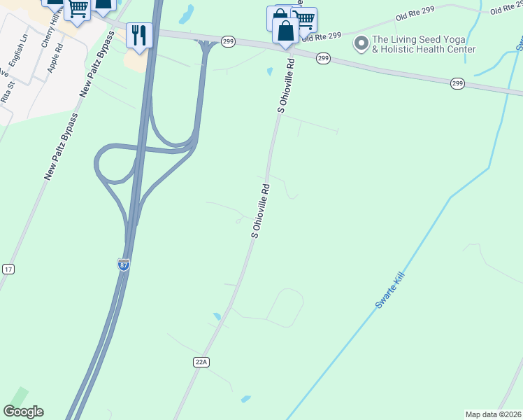 map of restaurants, bars, coffee shops, grocery stores, and more near 58 South Ohioville Road in New Paltz