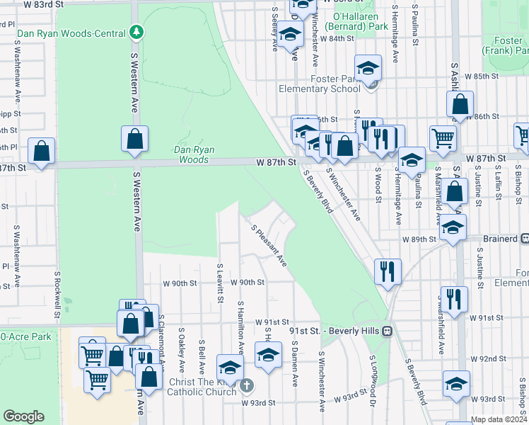 map of restaurants, bars, coffee shops, grocery stores, and more near 2131 West Howland Avenue in Chicago