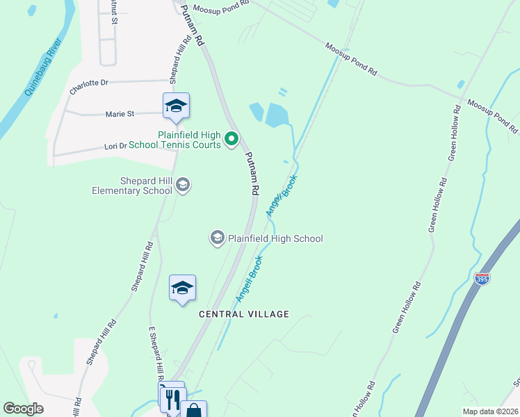 map of restaurants, bars, coffee shops, grocery stores, and more near 170 Putnam Road in Plainfield